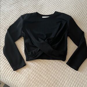 Astr The Label - Black Sporty Slightly Cropped Top Size L